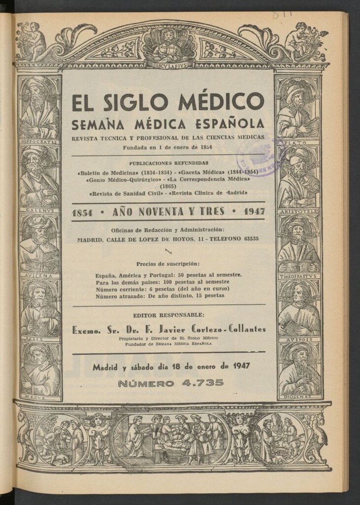 Miniatura de El Siglo médico: boletín de medicina y gaceta médica del 18 de enero de 1947