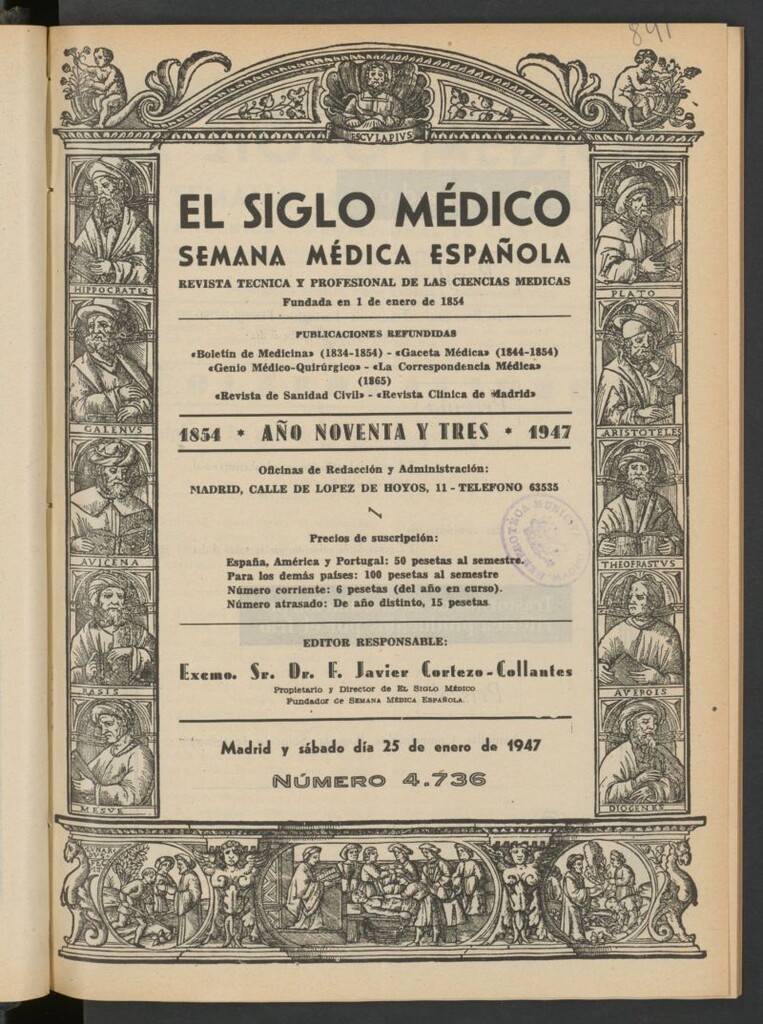 Miniatura de El Siglo médico: boletín de medicina y gaceta médica del 25 de enero de 1947