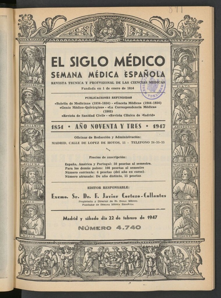 Miniatura de El Siglo médico: boletín de medicina y gaceta médica del 22 de febrero de 1947