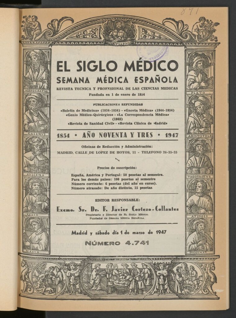 Miniatura de El Siglo médico: boletín de medicina y gaceta médica del 1 de marzo de 1947