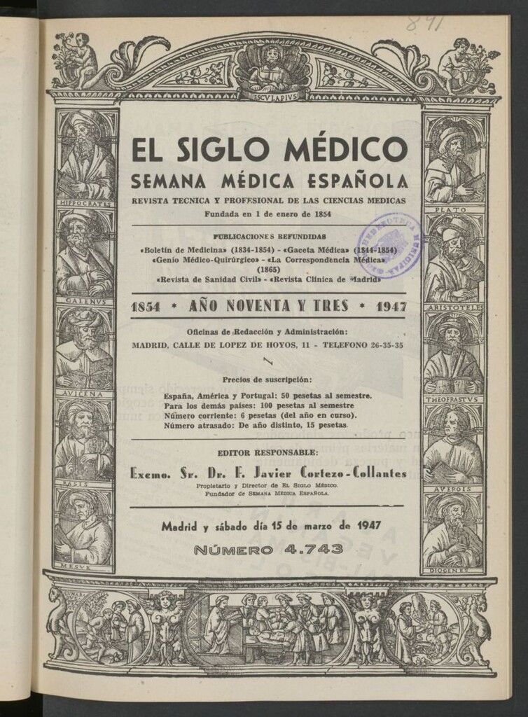 Miniatura de El Siglo médico: boletín de medicina y gaceta médica del 15 de marzo de 1947
