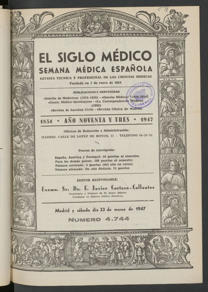 Miniatura de El Siglo médico: boletín de medicina y gaceta médica del 22 de marzo de 1947