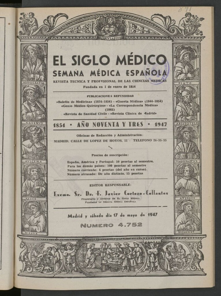 Miniatura de El Siglo médico: boletín de medicina y gaceta médica del 17 de mayo de 1947