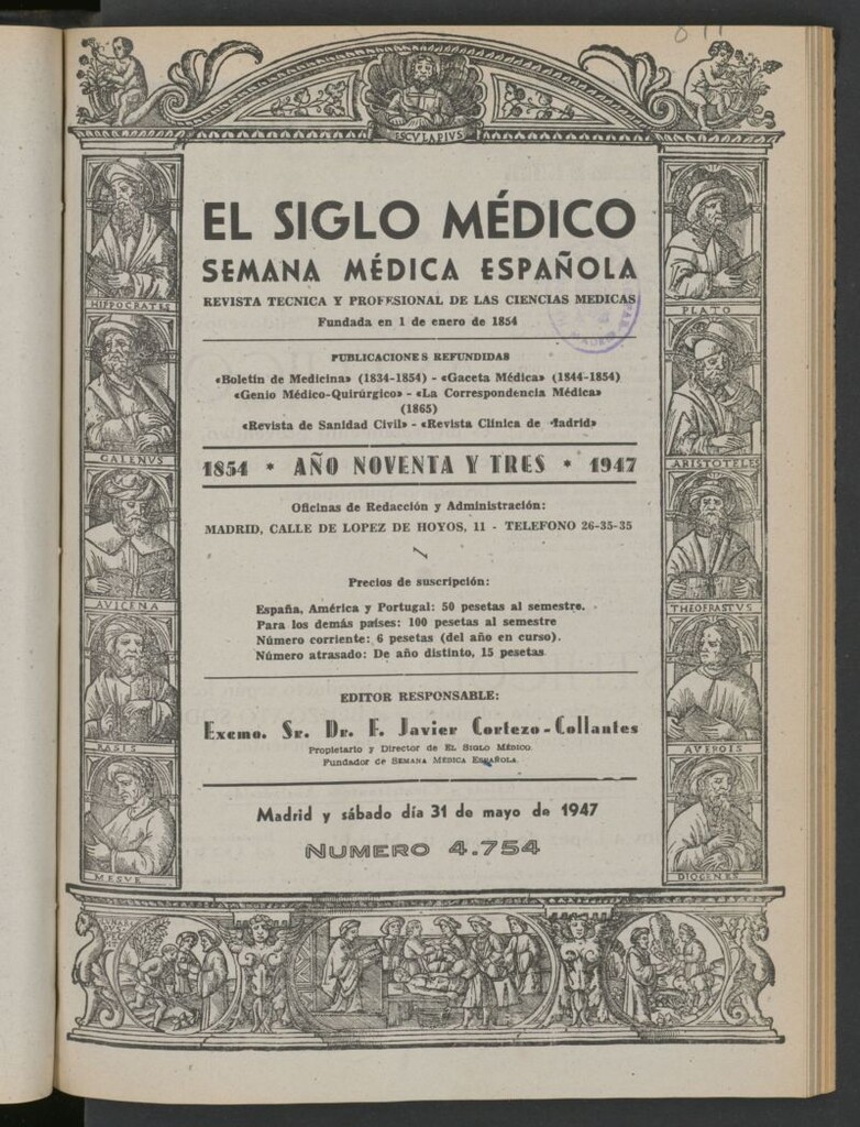 Miniatura de El Siglo médico: boletín de medicina y gaceta médica del 31 de mayo de 1947