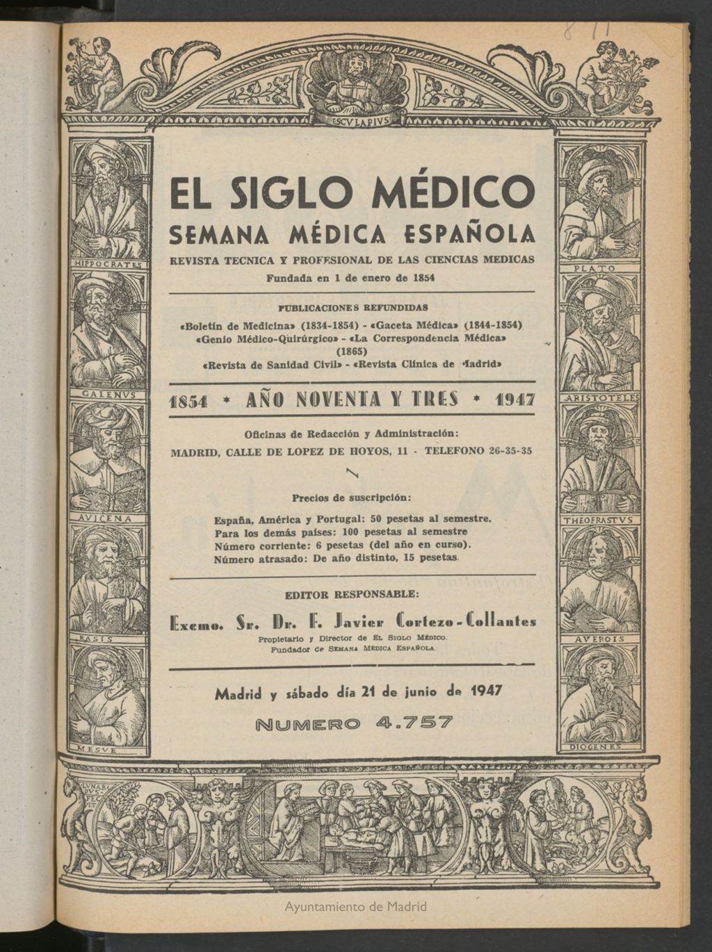 Miniatura de El Siglo médico: boletín de medicina y gaceta médica del 21 de junio de 1947