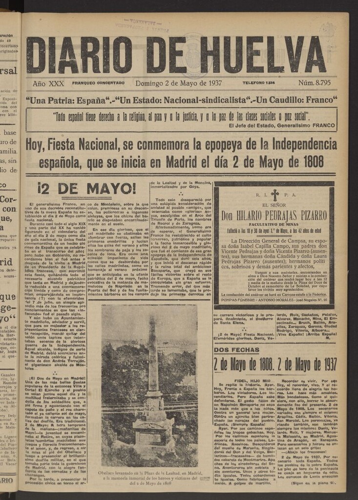 Miniatura de Diario de Huelva : periódico independiente del 2 de mayo de 1937
