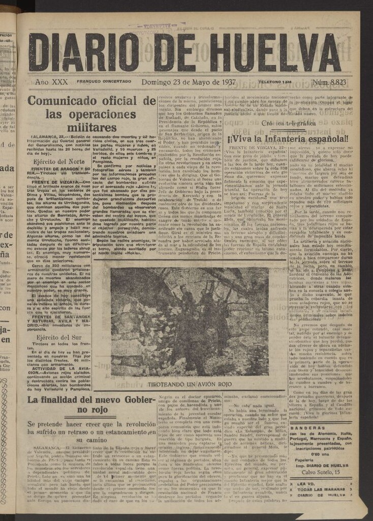Miniatura de Diario de Huelva : periódico independiente del 23 de mayo de 1937