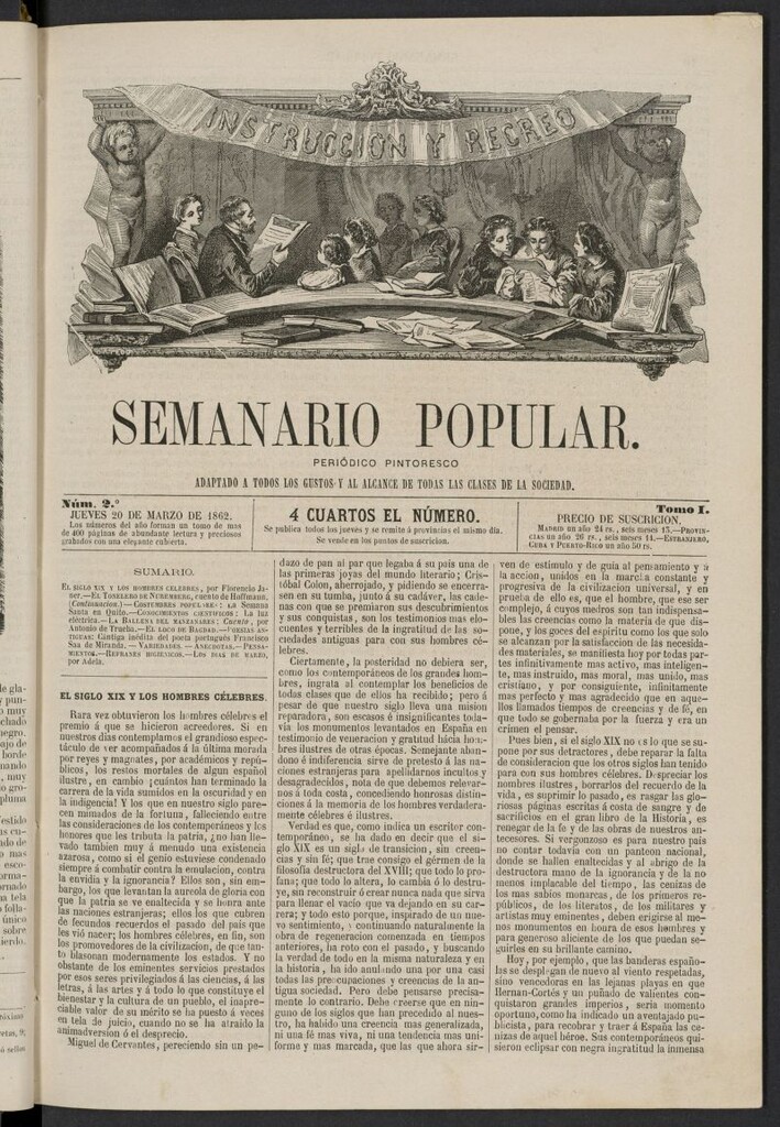 Miniatura de Semanario popular: periódico pintoresco del 20 de marzo de 1862, nº 2