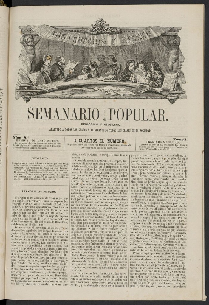 Miniatura de Semanario popular: periódico pintoresco del 1 de mayo de 1862, nº 8