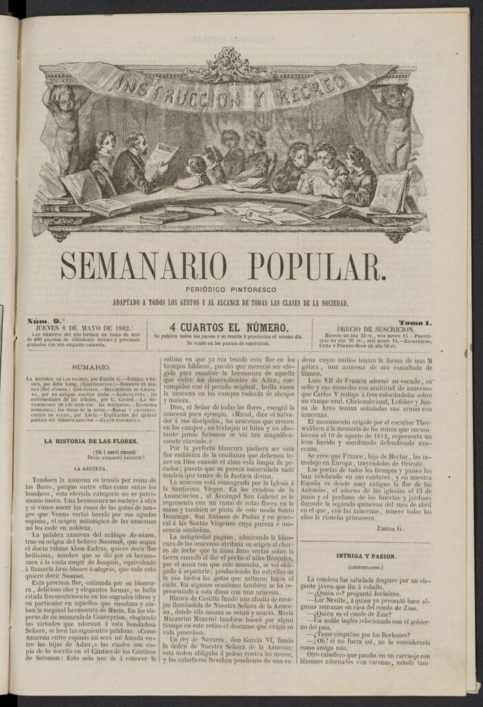 Miniatura de Semanario popular: periódico pintoresco del 8 de mayo de 1862, nº 9
