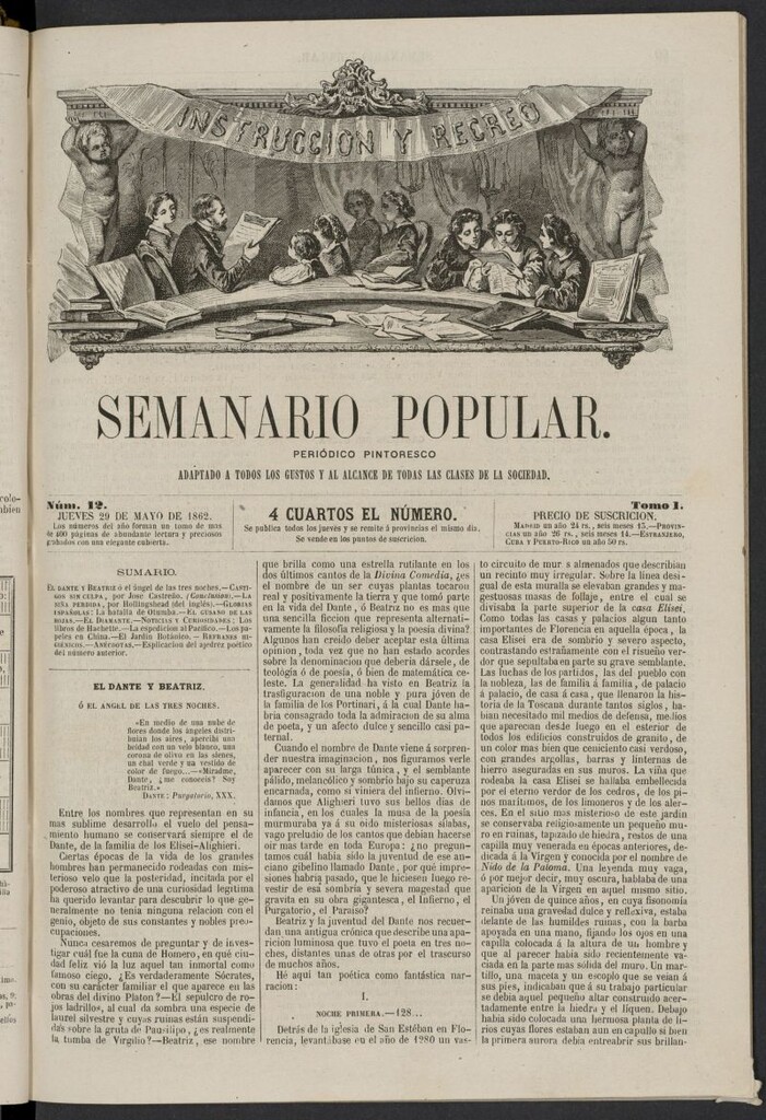 Miniatura de Semanario popular: periódico pintoresco del 29 de mayo de 1862, nº 12