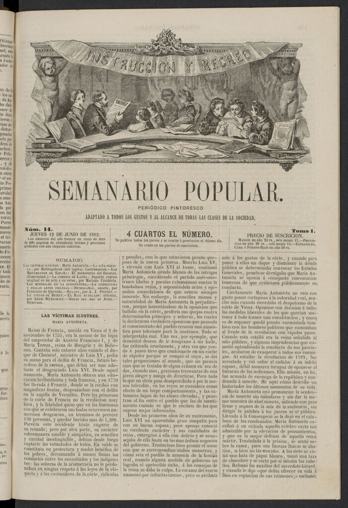 Miniatura de Semanario popular: periódico pintoresco del 12 de junio de 1862, nº 14