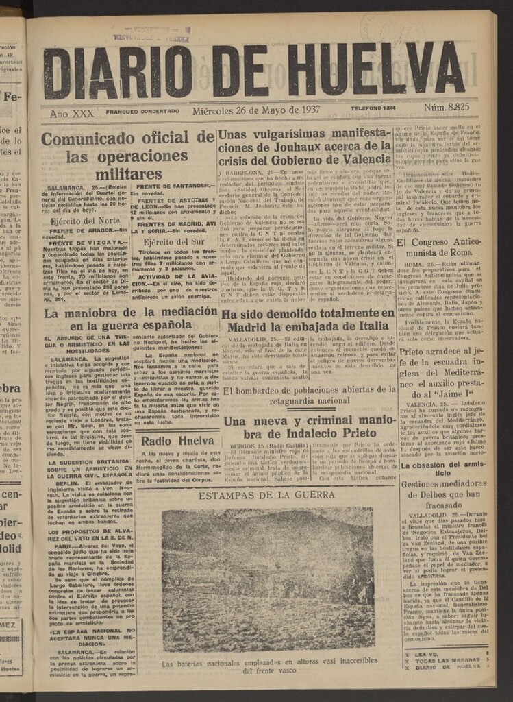 Miniatura de Diario de Huelva : periódico independiente del 26 de mayo de 1937