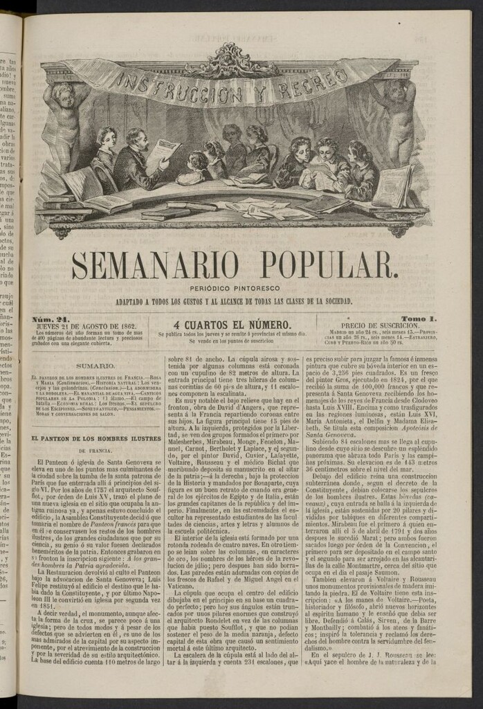 Miniatura de Semanario popular: periódico pintoresco del 21 de agosto de 1862, nº 24