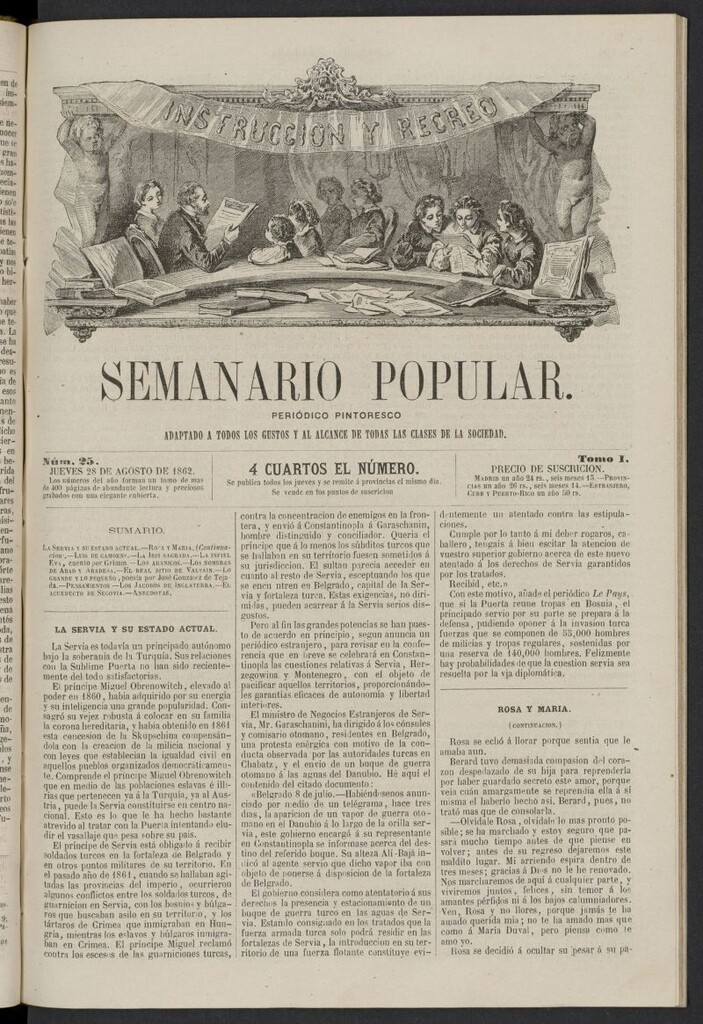 Miniatura de Semanario popular: periódico pintoresco del 28 de agosto de 1862, nº 25