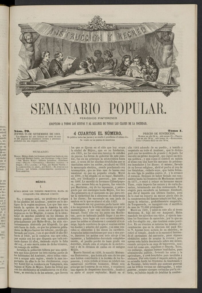 Miniatura de Semanario popular: periódico pintoresco del 25 de septiembre de 1862, nº 29