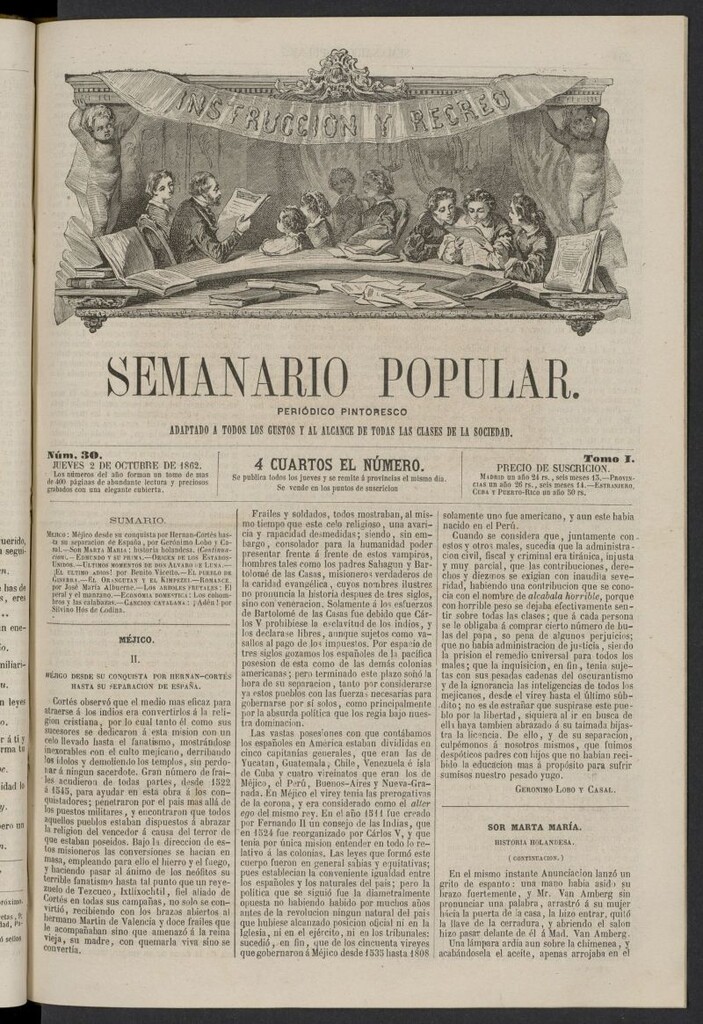 Miniatura de Semanario popular: periódico pintoresco del 2 de octubre de 1862, nº 30