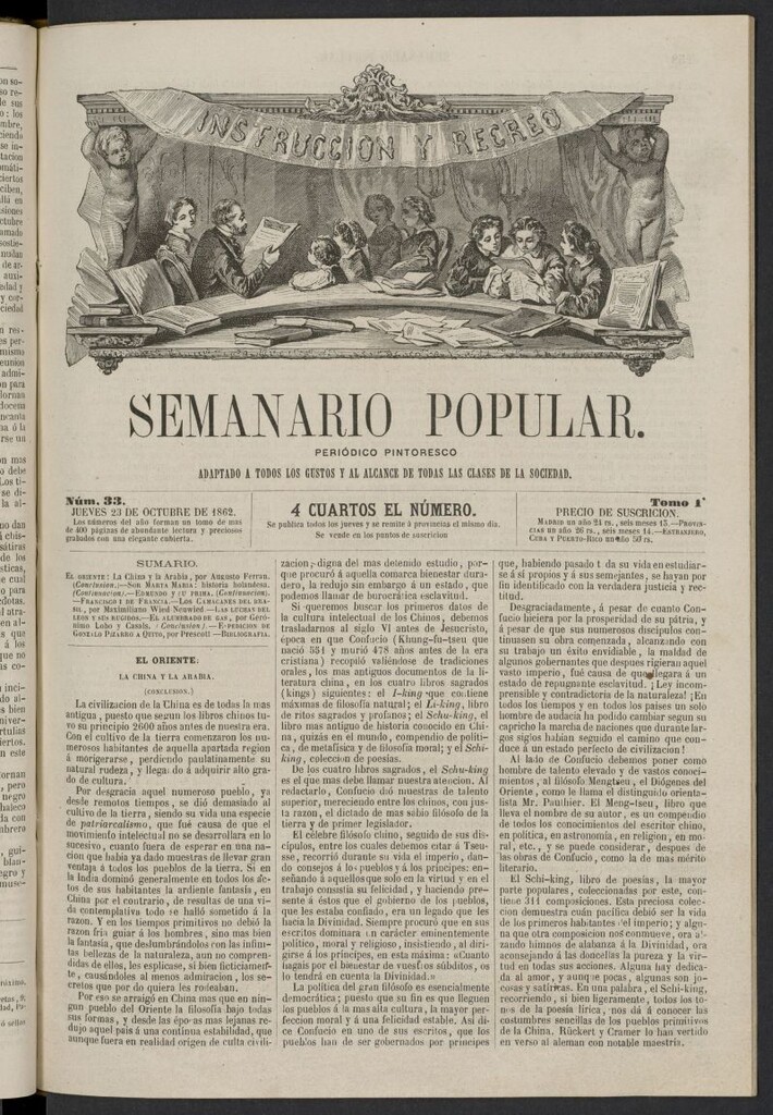 Miniatura de Semanario popular: periódico pintoresco del 23 de octubre de 1862, nº 33