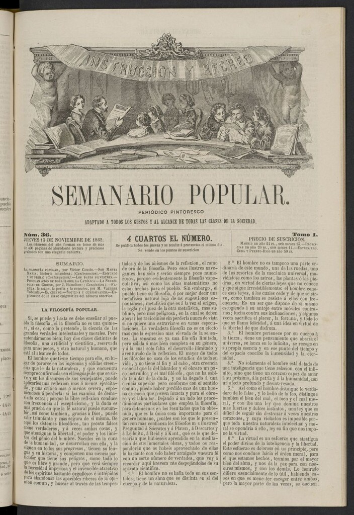 Miniatura de Semanario popular: periódico pintoresco del 13 de noviembre de 1862, nº 36