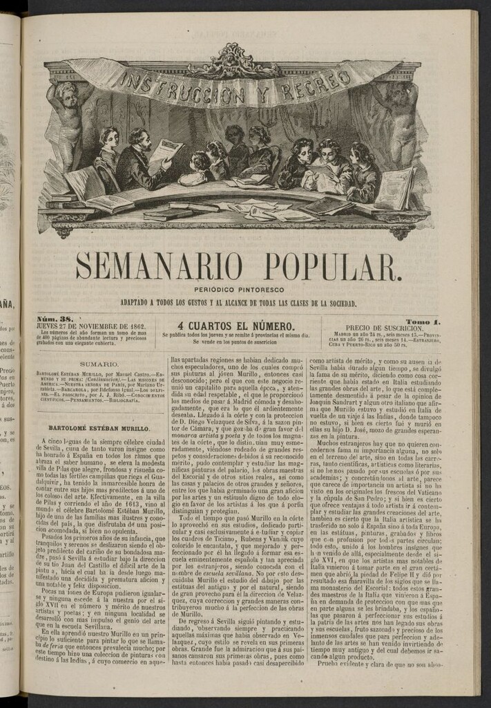 Miniatura de Semanario popular: periódico pintoresco del 27 de noviembre de 1862, nº 38