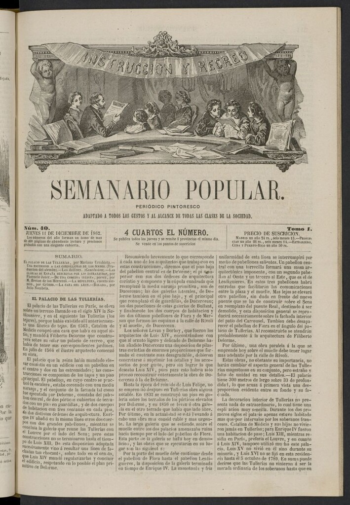 Miniatura de Semanario popular: periódico pintoresco del 11 de diciembre de 1862, nº 40