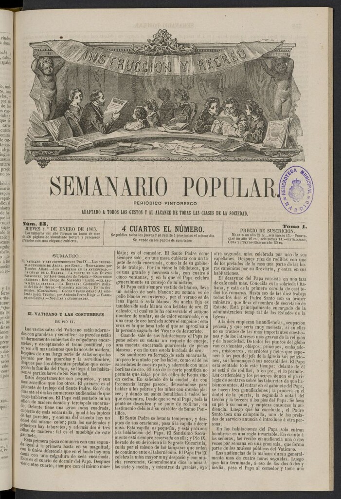 Miniatura de Semanario popular: periódico pintoresco del 1 de enero de 1863, nº 43