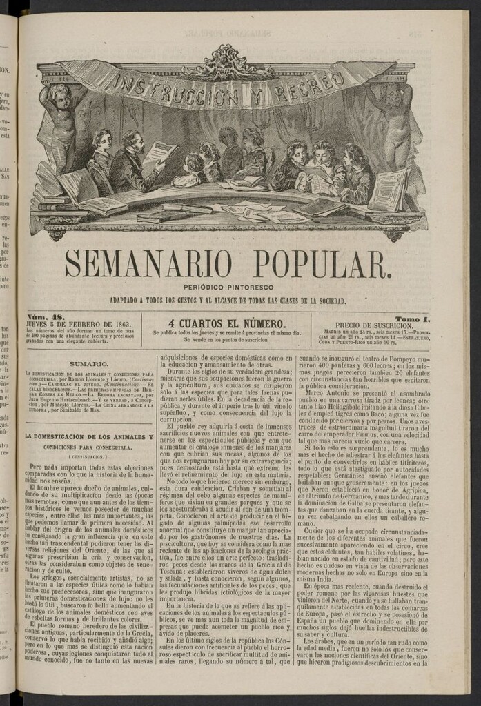 Miniatura de Semanario popular: periódico pintoresco del 5 de febrero de 1863, nº 48