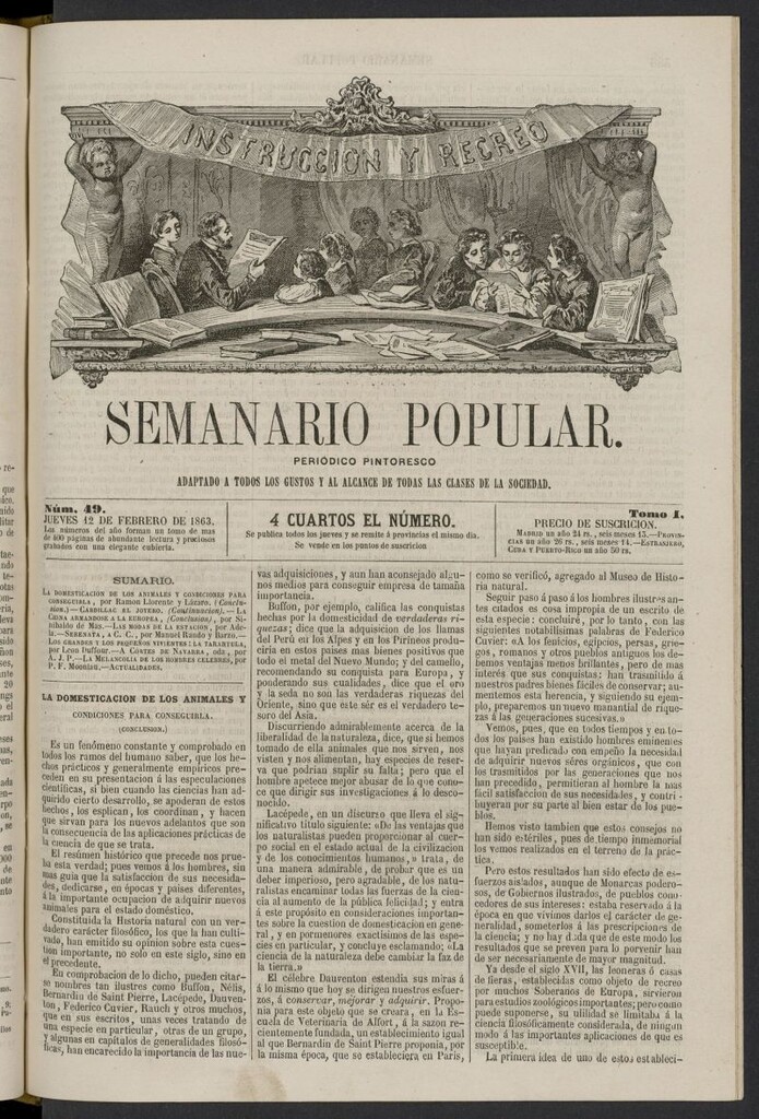 Miniatura de Semanario popular: periódico pintoresco del 12 de febrero de 1863, nº 49