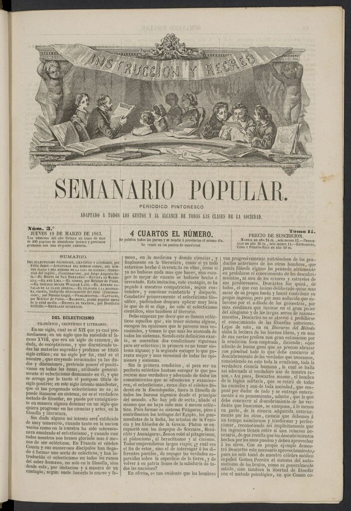 Miniatura de Semanario popular: periódico pintoresco del 19 de marzo de 1863, nº 3