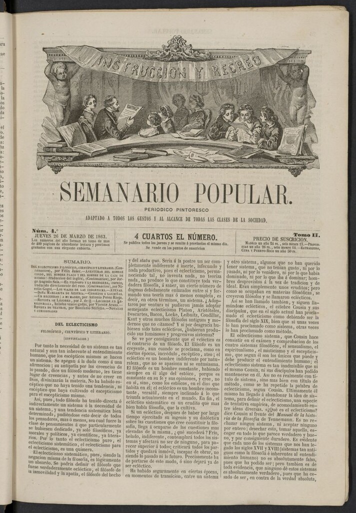 Miniatura de Semanario popular: periódico pintoresco del 26 de marzo de 1863, nº 4