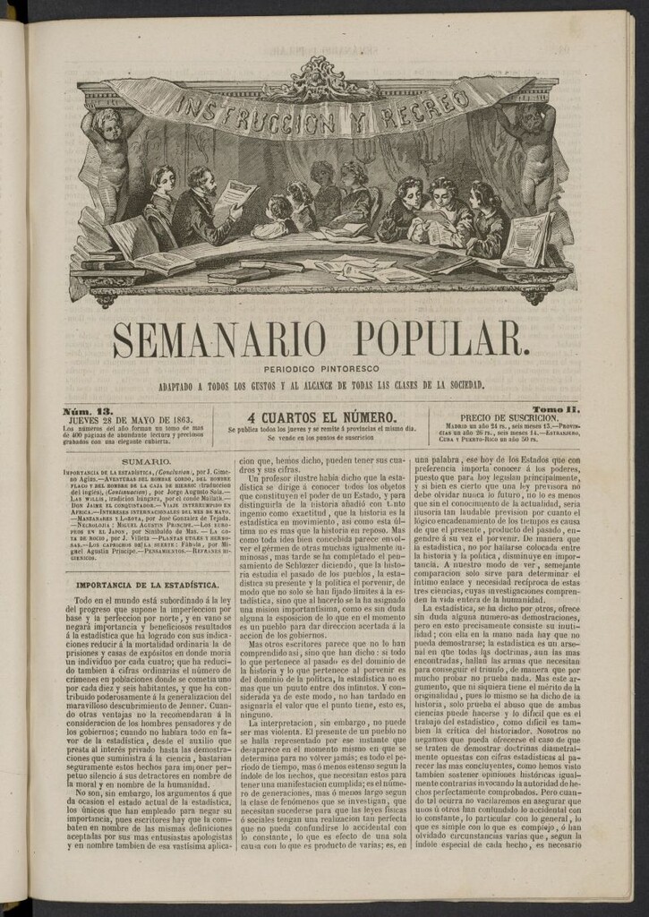 Miniatura de Semanario popular: periódico pintoresco del 28 de mayo de 1863, nº 13