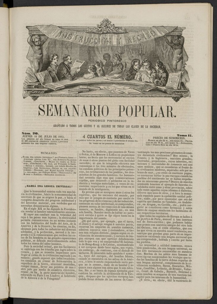 Miniatura de Semanario popular: periódico pintoresco del 16 de julio de 1863, nº 20