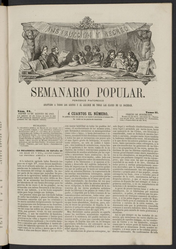 Miniatura de Semanario popular: periódico pintoresco del 13 de agosto de 1863, nº 24