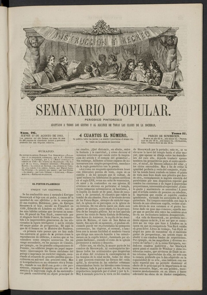 Miniatura de Semanario popular: periódico pintoresco del 27 de agosto de 1863, nº 26