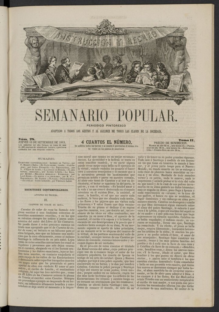 Miniatura de Semanario popular: periódico pintoresco del 10 de septiembre de 1863, nº 28