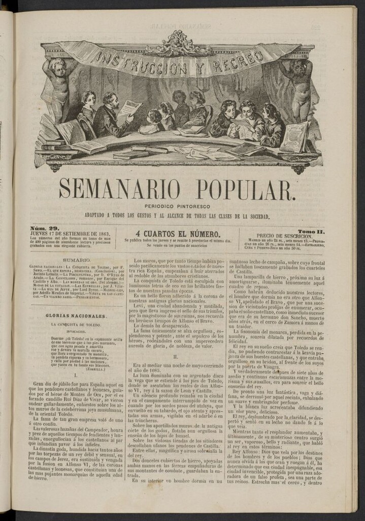 Miniatura de Semanario popular: periódico pintoresco del 17 de septiembre de 1863, nº 29