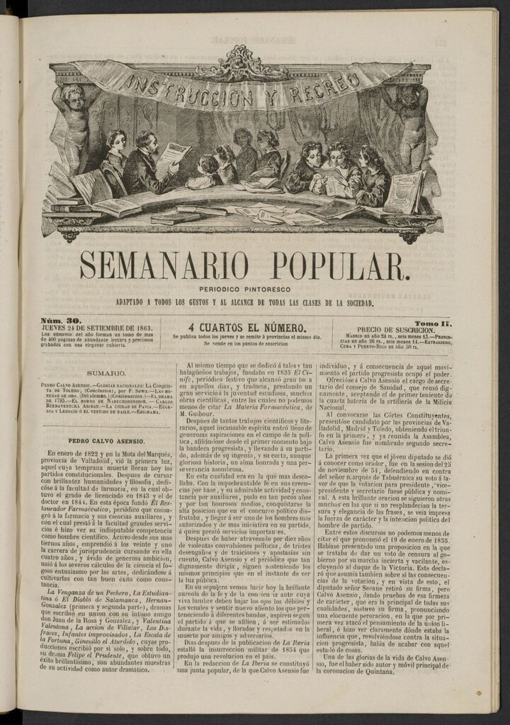 Miniatura de Semanario popular: periódico pintoresco del 24 de septiembre de 1863, nº 30