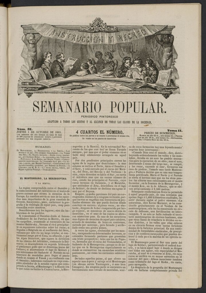 Miniatura de Semanario popular: periódico pintoresco del 1 de octubre de 1863, nº 31