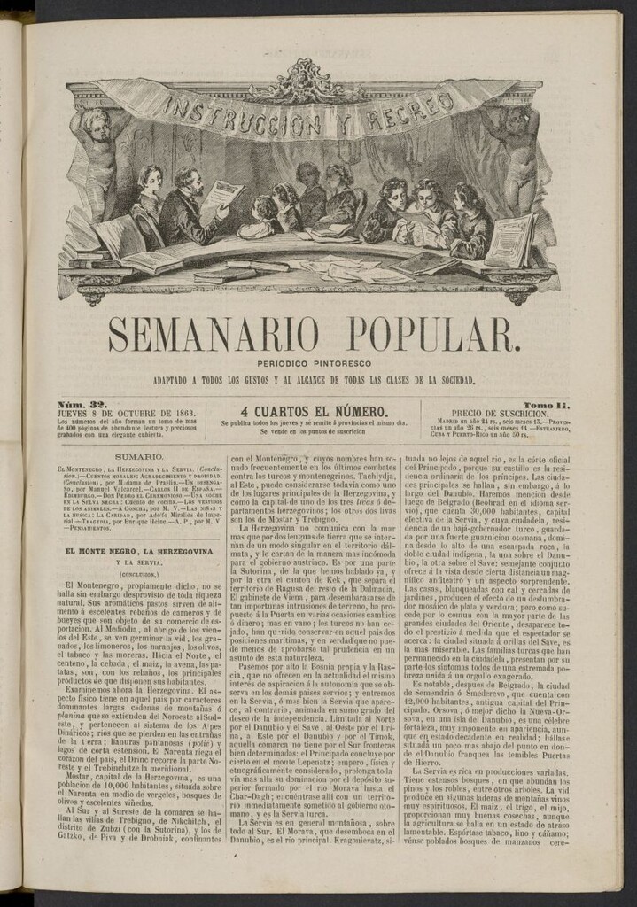 Miniatura de Semanario popular: periódico pintoresco del 8 de octubre de 1863, nº 32