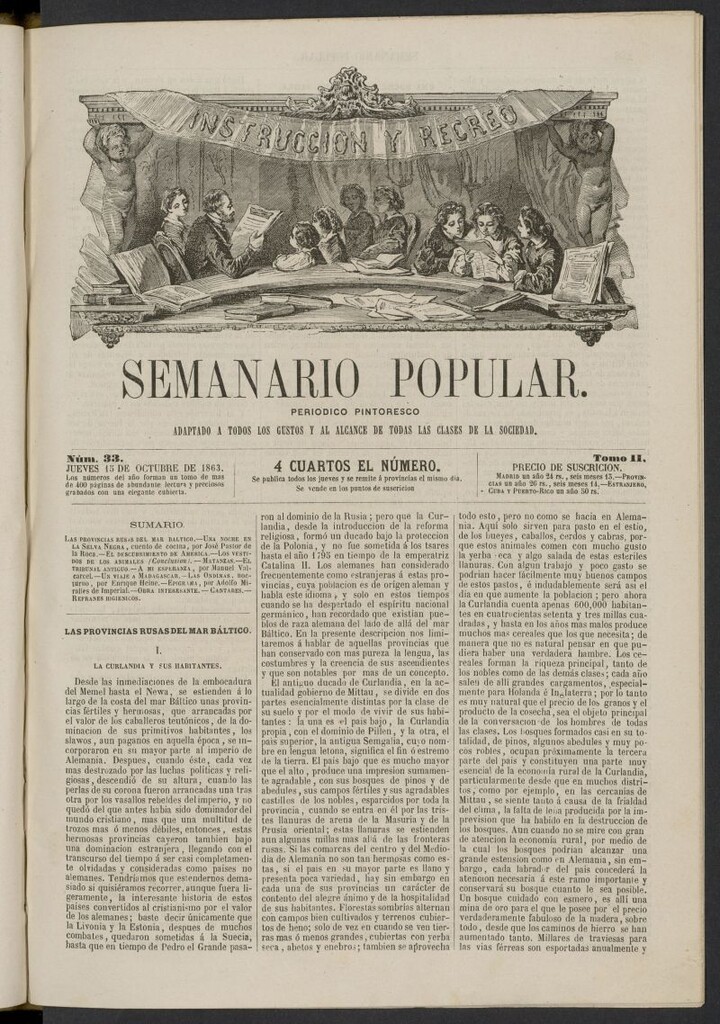 Miniatura de Semanario popular: periódico pintoresco del 15 de octubre de 1863, nº 33
