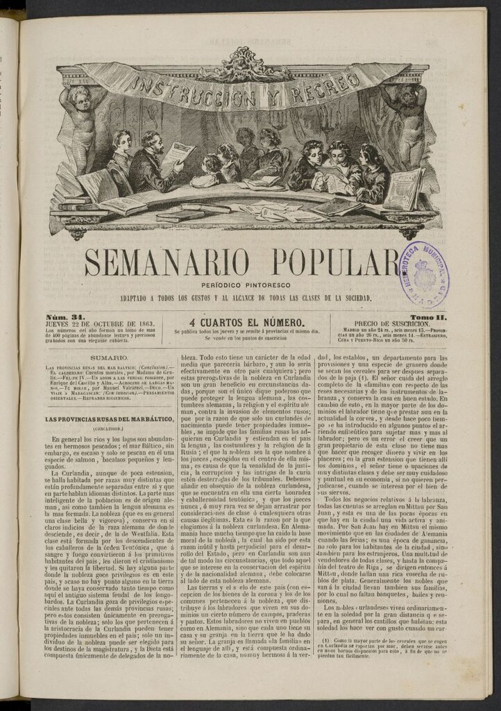 Miniatura de Semanario popular: periódico pintoresco del 22 de octubre de 1863, nº 34