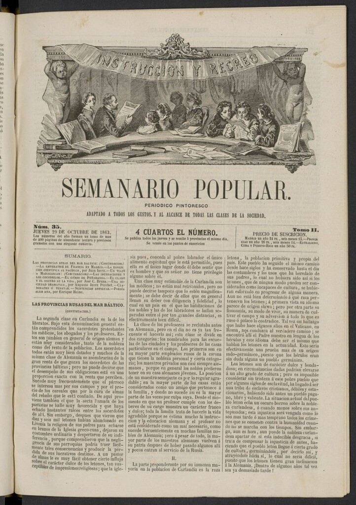 Miniatura de Semanario popular: periódico pintoresco del 29 de octubre de 1863, nº 35