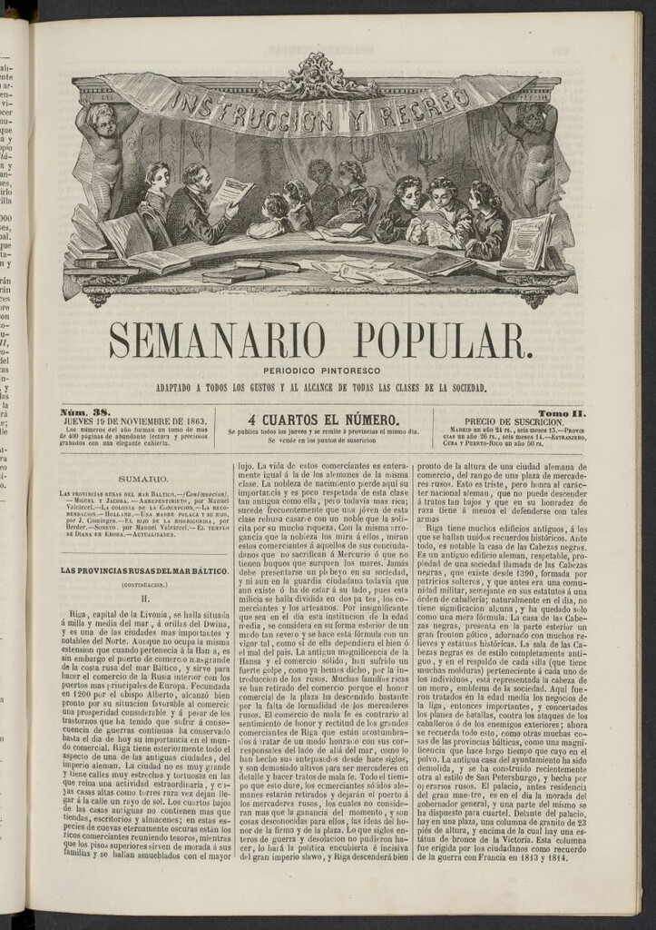 Miniatura de Semanario popular: periódico pintoresco del 19 de noviembre de 1863, nº 38