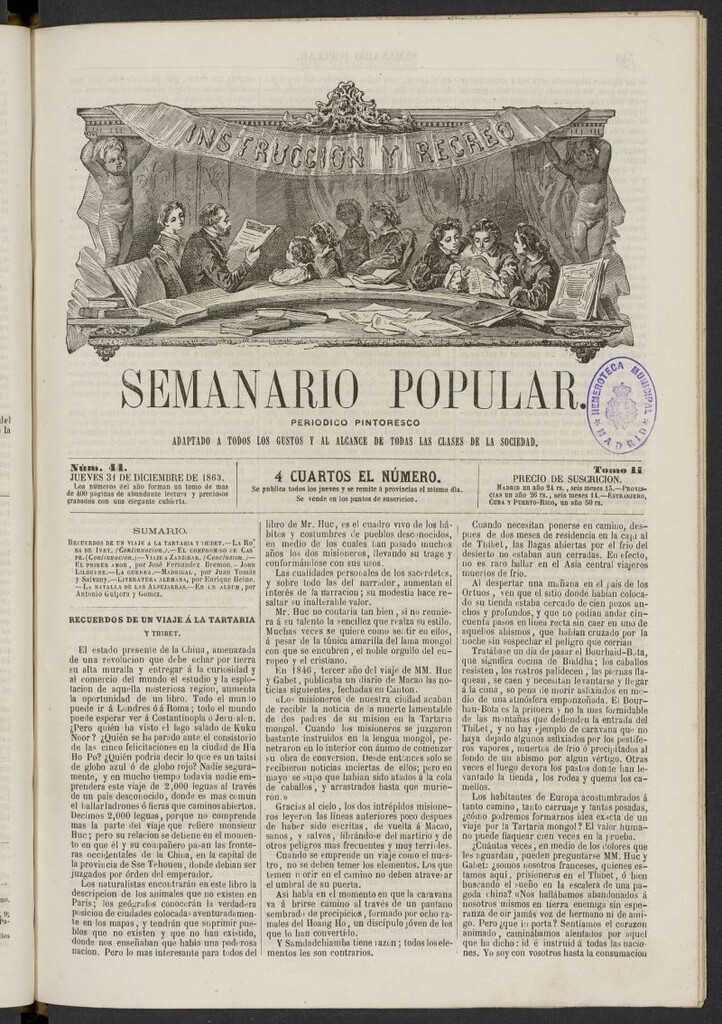 Miniatura de Semanario popular: periódico pintoresco del 31 de diciembre de 1863, nº 44