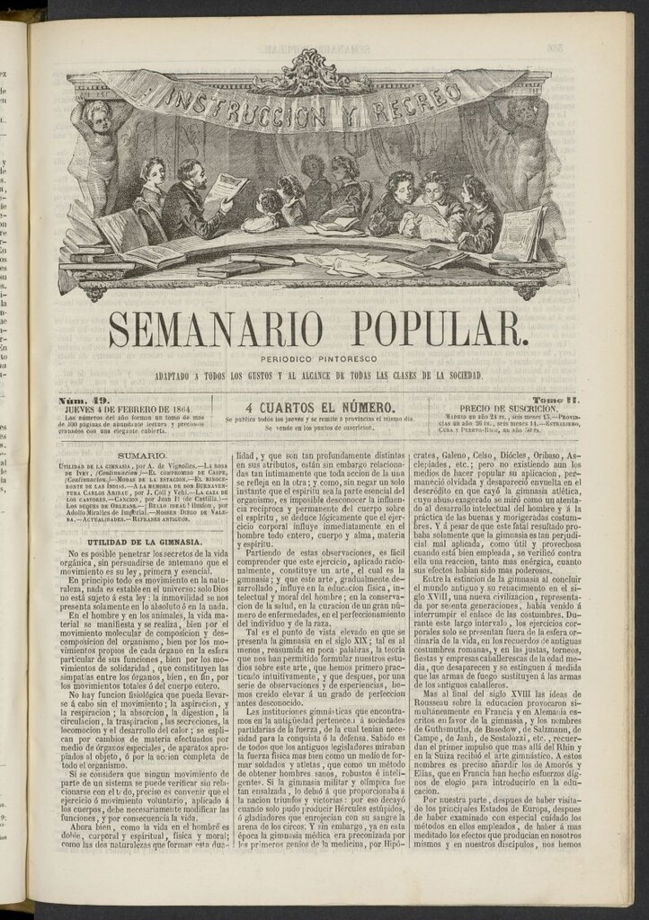 Miniatura de Semanario popular: periódico pintoresco del 4 de febrero de 1864, nº 49