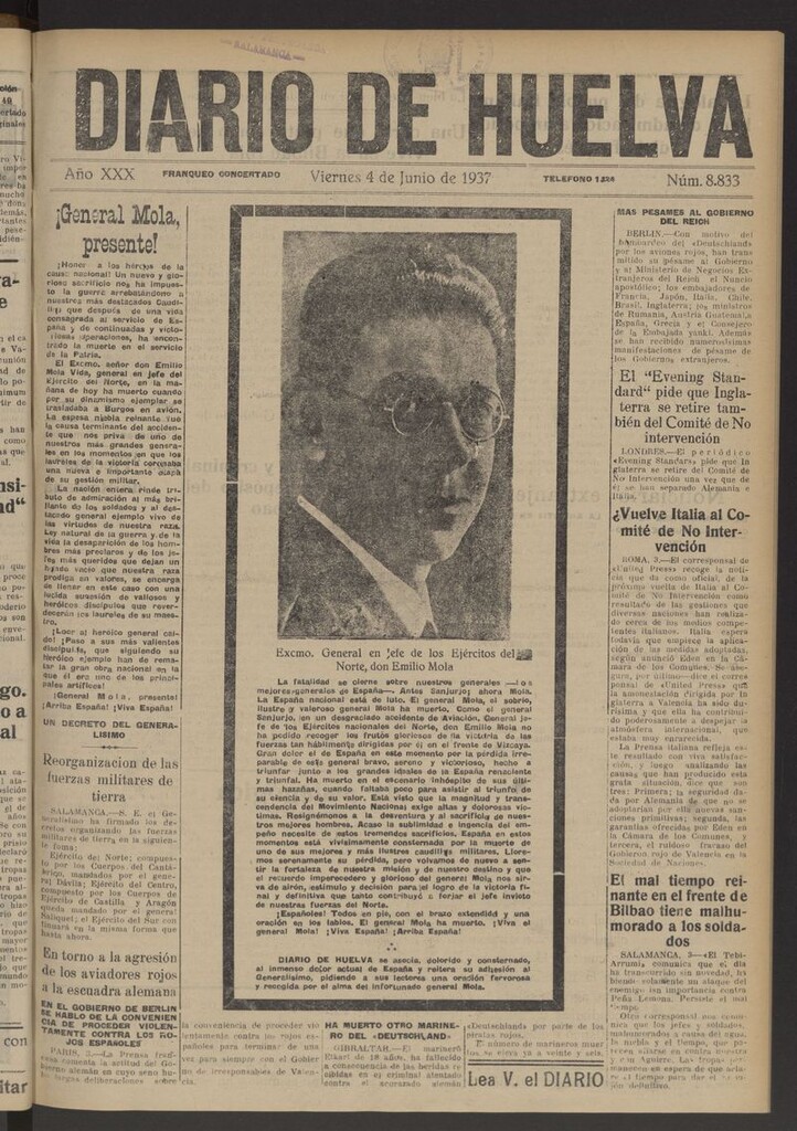 Miniatura de Diario de Huelva : periódico independiente del 4 de junio de 1937