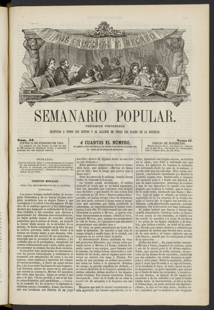 Miniatura de Semanario popular: periódico pintoresco del 25 de febrero de 1864, nº 52