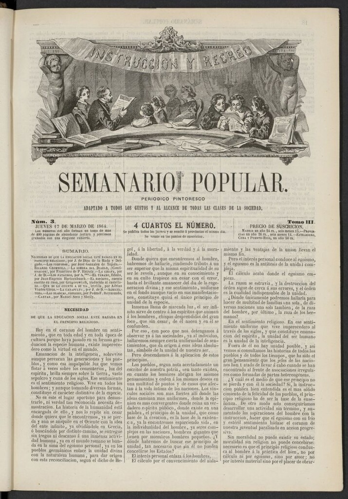 Miniatura de Semanario popular: periódico pintoresco del 17 de marzo de 1864, nº 3