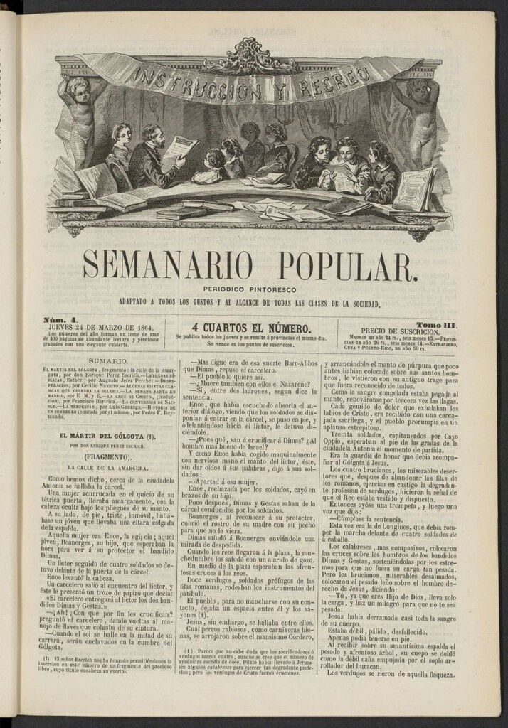 Miniatura de Semanario popular: periódico pintoresco del 24 de marzo de 1864, nº 4