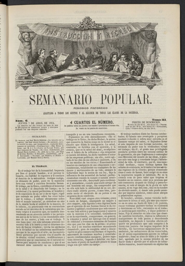 Miniatura de Semanario popular: periódico pintoresco del 7 de abril de 1864, nº 6